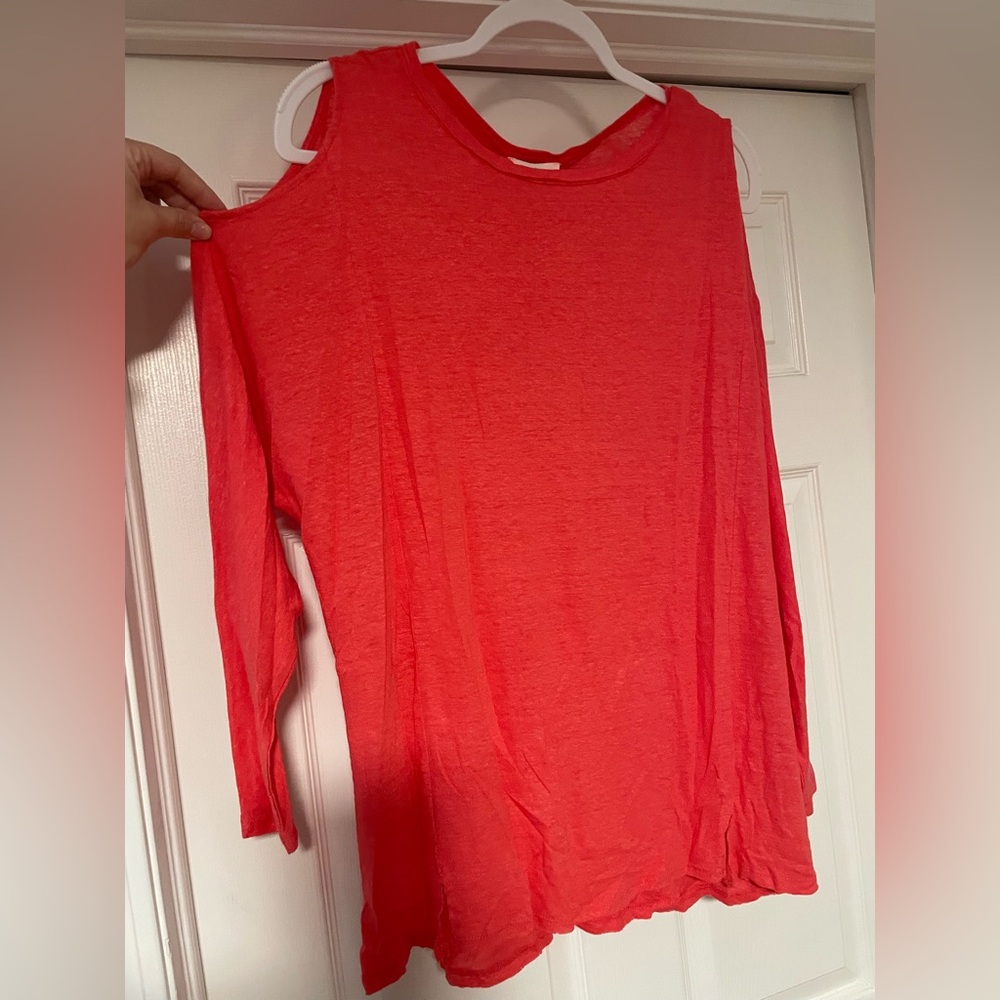 Hayden Coral Cold Shoulder Long Sleeve Top